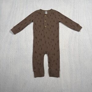 Modern Moments by Gerber Brown Thermal Waffle Knit Tree Print Union Suit 12M